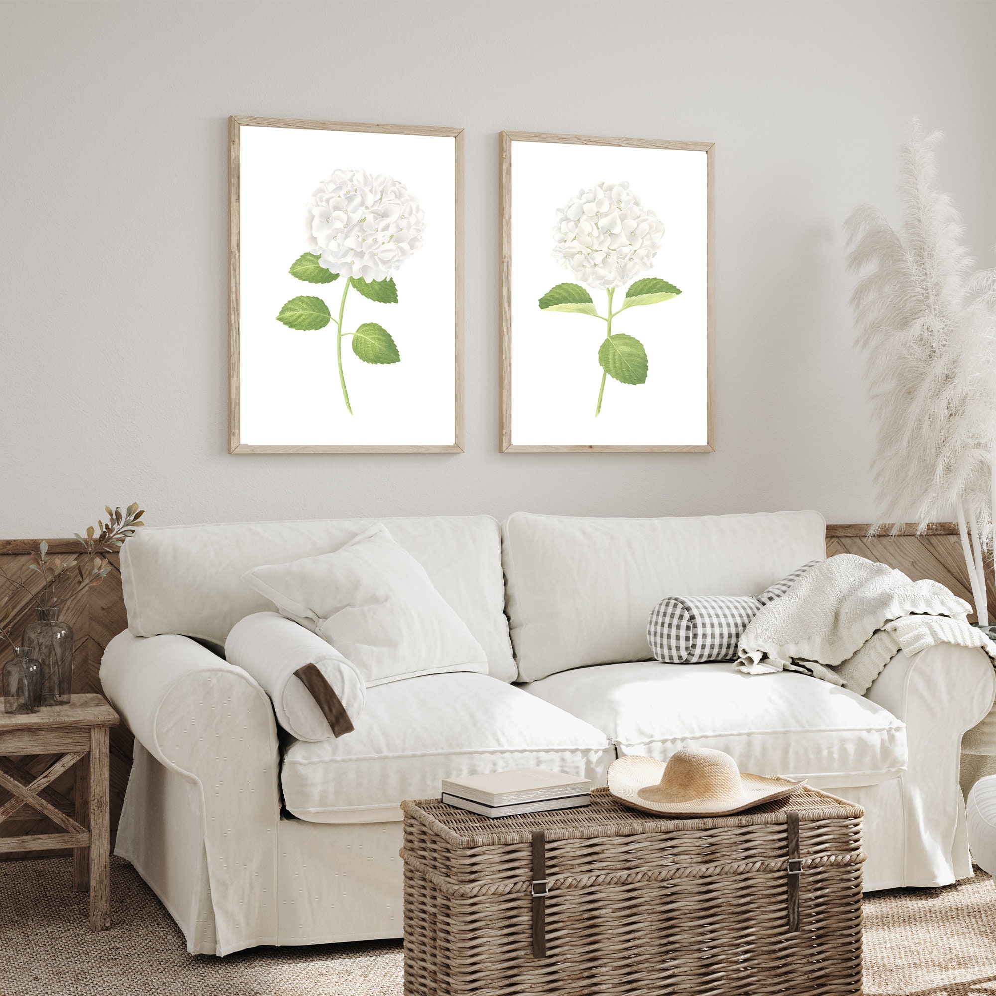 White Hydrangea Print Hydrangea Watercolor Flowers Hydrangea Painting ...