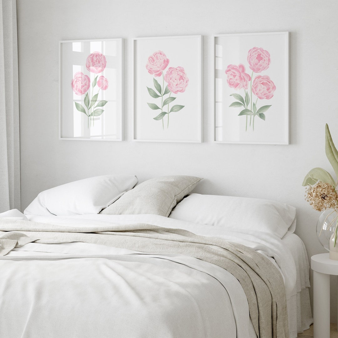 Peonies Art Print Watercolor Peonies Print Set 3 Blush Pink Wall Art ...