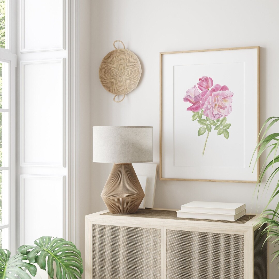 Blush Pink Rose Wall Art Watercolor Rose Print Rose Painting Rose ...