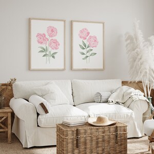 Blush Pink Peony Painting Watercolor Peonies Print Set 2 Peony Wall Art ...