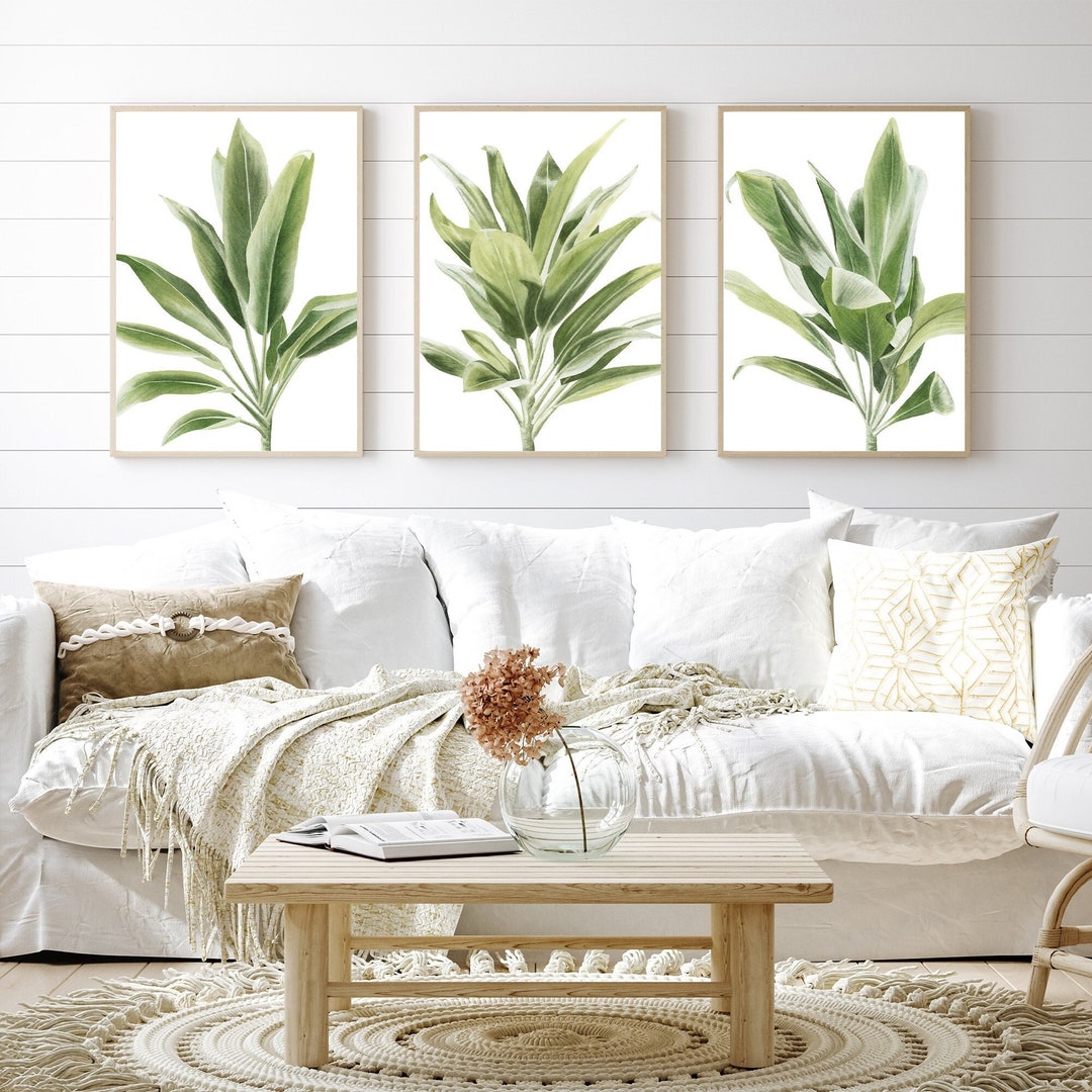 Watercolor Tropical Leaves Print Set of 3 Tropical Wall Art Palm Tree ...