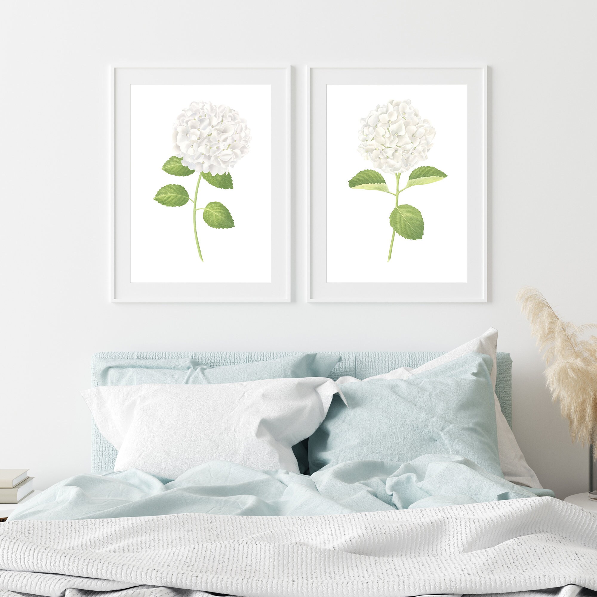 White Hydrangea Print Hydrangea Watercolor Flowers Hydrangea Painting ...