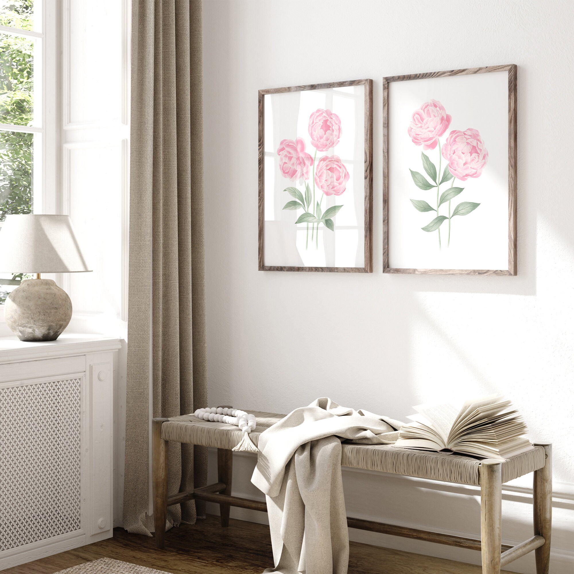 Blush Pink Peony Painting Watercolor Peonies Print Set 2 Peony Wall Art ...