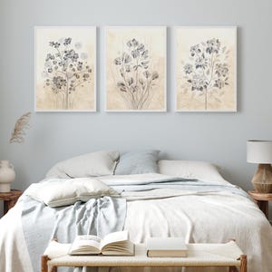 Modern Farmhouse Wall Decor Set of 3 Prints Botanical Wall Art Rustic ...