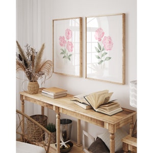 Blush Pink Peony Painting Watercolor Peonies Print Set 2 Peony Wall Art ...