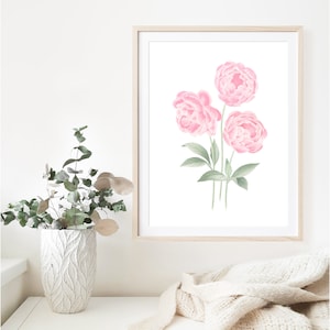 Blush Pink Peony Painting Watercolor Peonies Print Set 2 Peony Wall Art ...