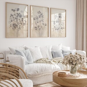 Modern Farmhouse Wall Decor Set of 3 Prints Botanical Wall Art Rustic ...