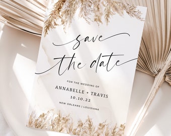 #00256BC-STDA2 Boho Wedding Save the Date with Laurel Monogram Magnets Available Personalized Printable File or Print Pkg Avail