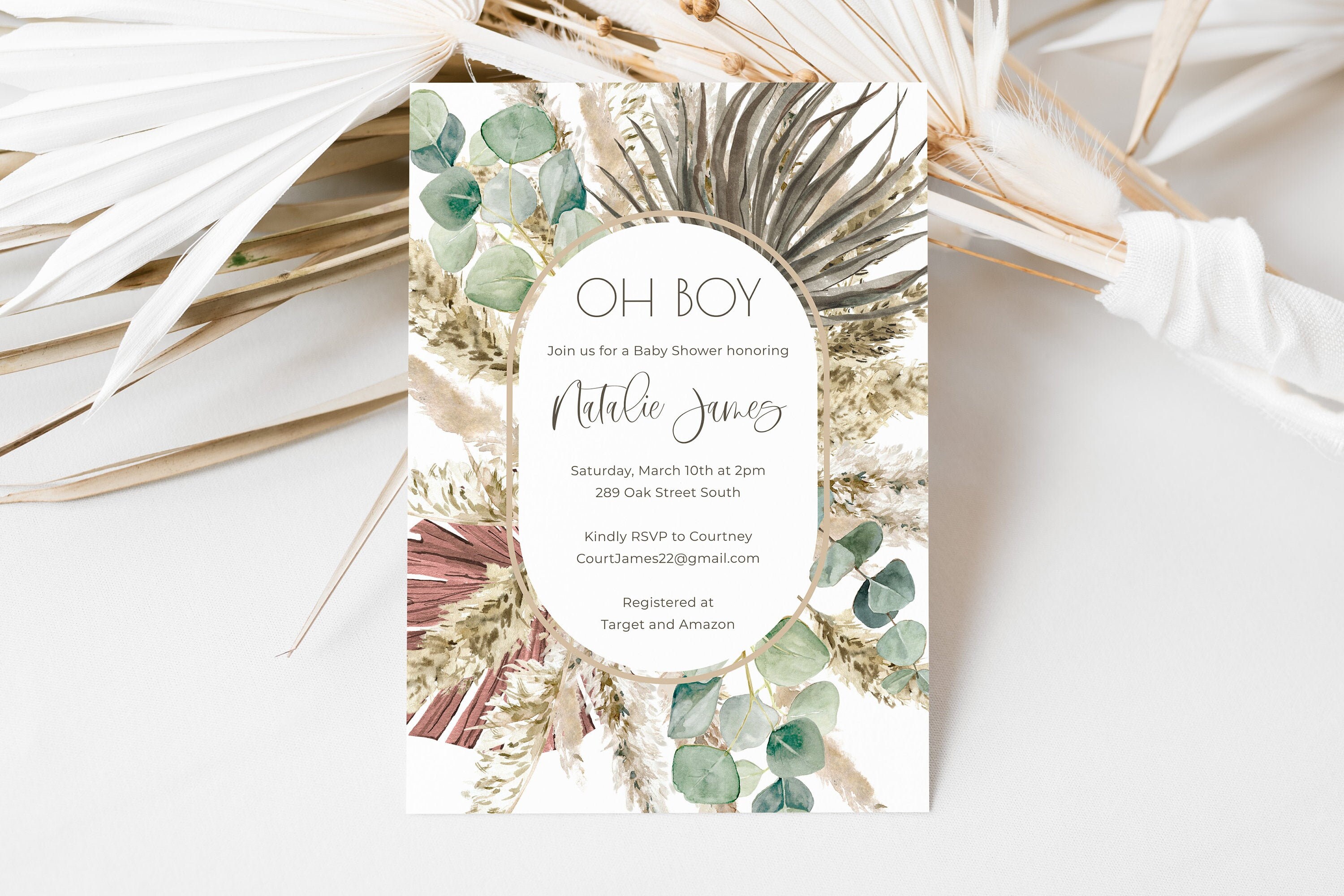Boho Baby Shower Invitation Template Digital Download Etsy
