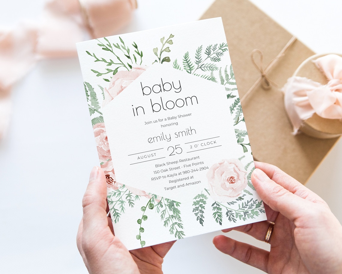 Baby in Bloom Baby Shower Invitation Template Printable Etsy