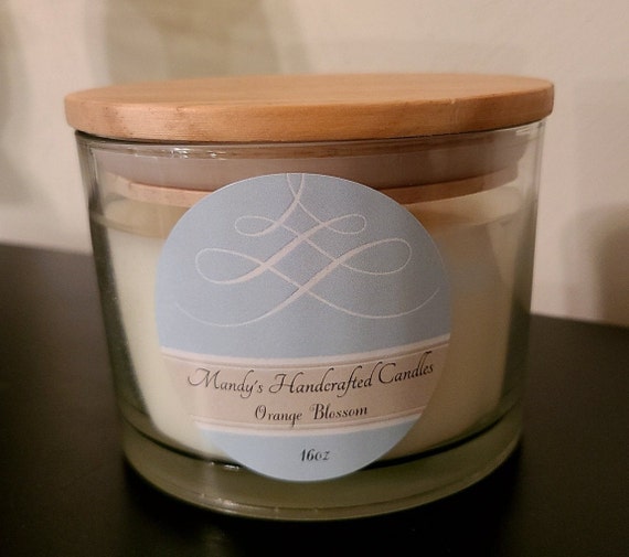 16oz Clear glass candles with wooded lid