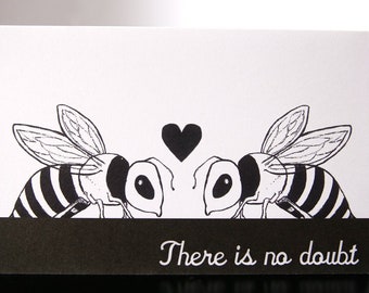 Love Card - Bees - I Found my Honey - 7 x 4.5 inches, matte stock with white envelope