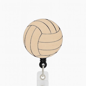 Volleyball Leather Badge Reel – Laser Engraved ID Holder for Coaches and Players