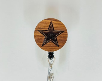 Custom Laser Engraved Wood Badge Reel – Personalized ID Holder for Healthcare Workers