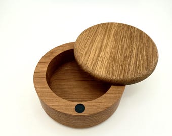 Hardwood Walnut or White Oak Salt Cellar with Magnetic Rotating Lid | Stash Box
