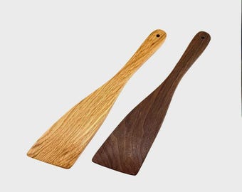 Hardwood Angled Spatula | Walnut, White Oak Kitchen Utensil | Personalized Option