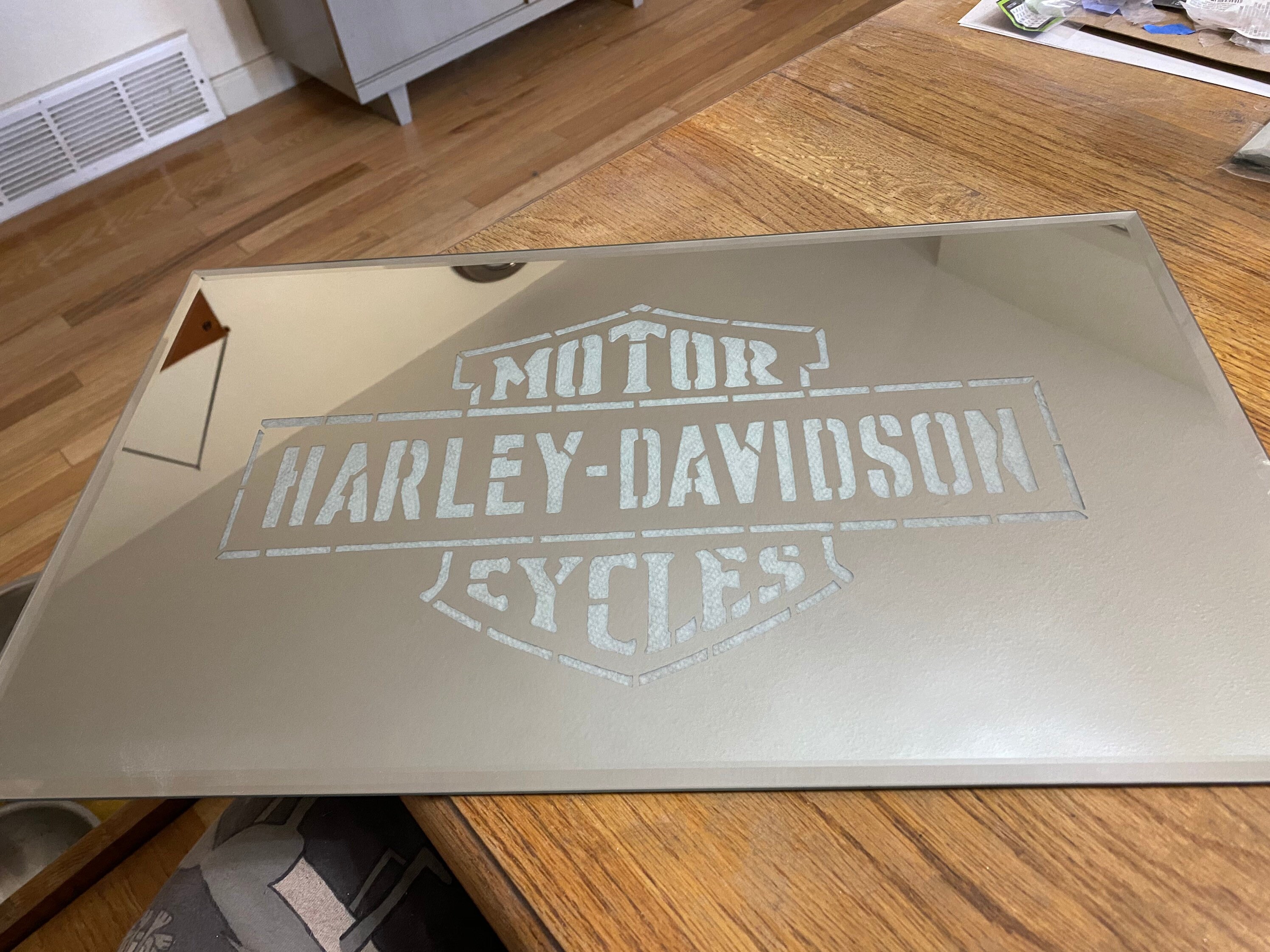 Harley Davidson hand etched mirror Etsy
