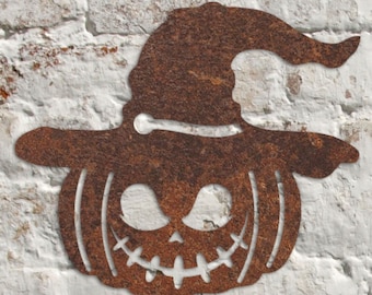 Rustic Metal Pumpkin Halloween Garden Sculpture Wall Art - Bespoke Handmade Gift