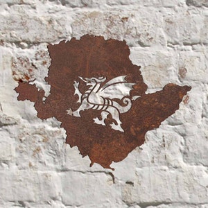 Rustico Metallo Isola di Anglesey Wall Art Scultura Welsh Dragon Bespoke Handmade Gift