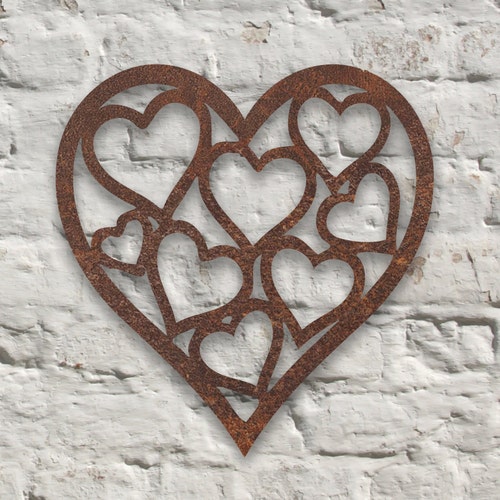 Rustic Metal Hearts in Heart Wall Art Sculpture Bespoke Etsy