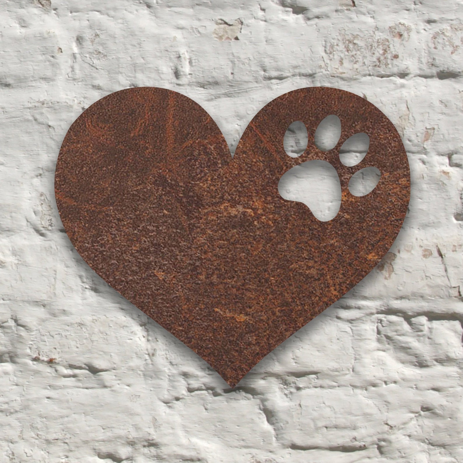 Rustic Metal Heart With Dog Paw Wall Art Sculpture Bespoke Etsy UK