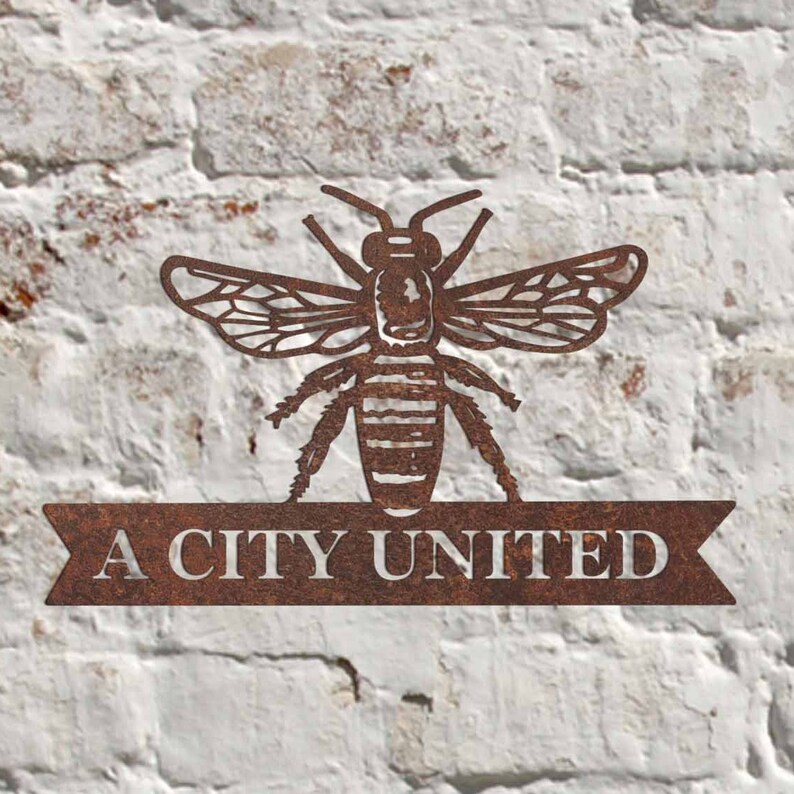 Rustic Metal Manchester Bee Wall Art Sculpture Bespoke Etsy