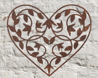 Rustic Metal Leafy Heart Wall Art Sculpture Bespoke Handmade Gift