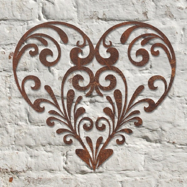 Rustic Metal Swirl Heart Wall Art Sculpture Bespoke Handmade Gift