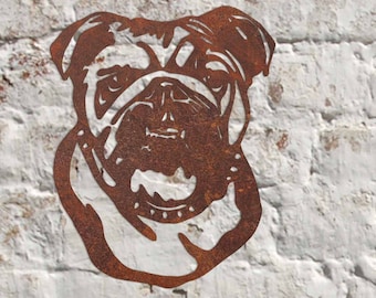 Rustic Metal Bulldog Wall Art Sculpture - Bespoke Handmade Gift