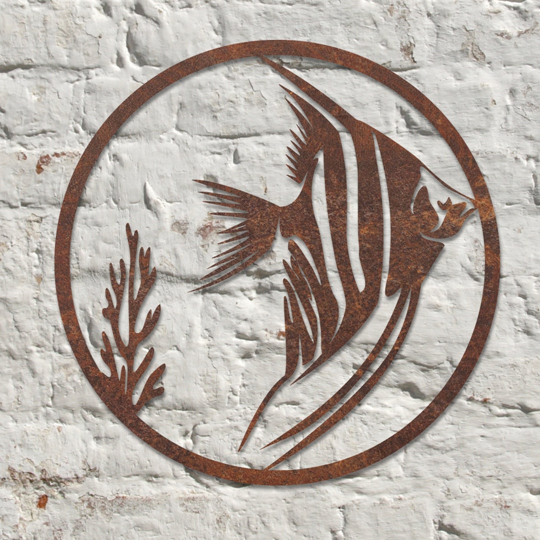 Rustic Metal Angel Fish Wall Art Sculpture Bespoke Handmade Etsy