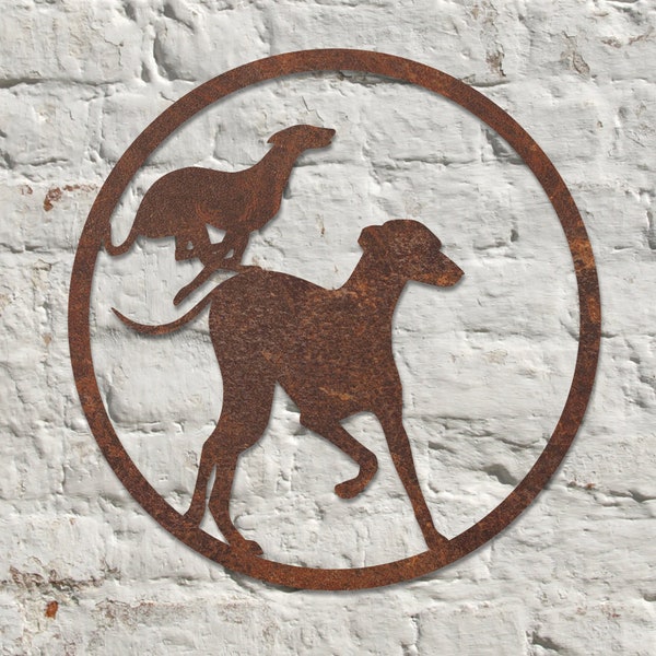 Rustic Metal Greyhound Wall Art Sculpture - Bespoke Handmade Gift