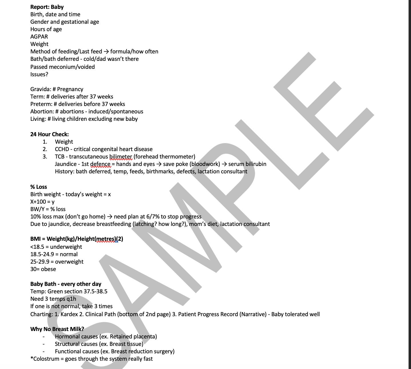 Maternity Clinical Notes Etsy