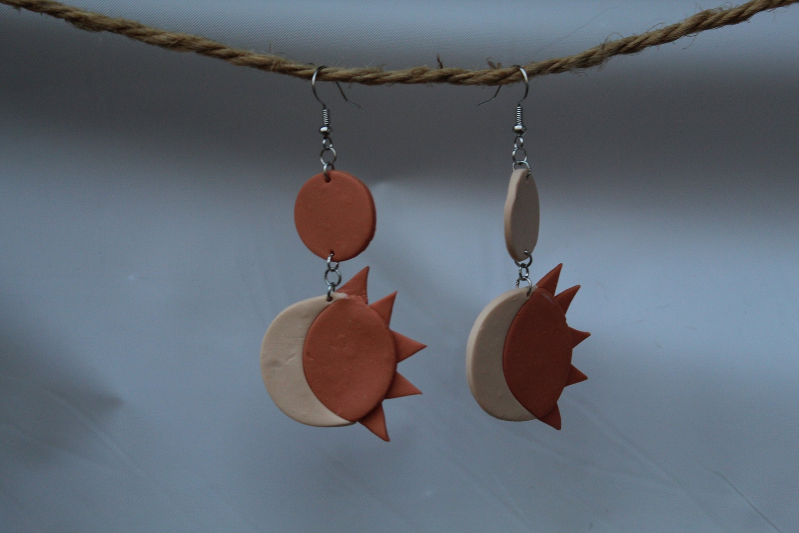 Sun and Moon Polymer Clay Earrings Lightweight Earrings Etsy