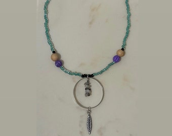 Quartz, Glass, and Wood Infinity Necklace