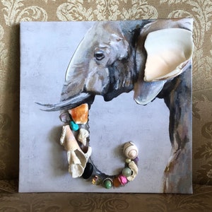 Elephant Shell and Crystal Art
