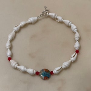 Flower Beaded Shell Ankle Bracelet