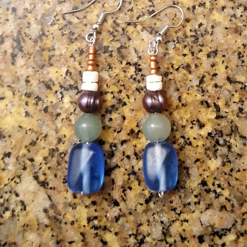 Pearl Shell Beaded Earrings Jade