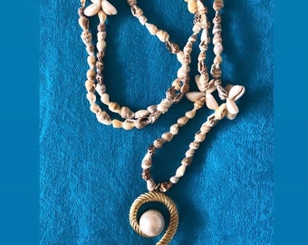 Shell Necklace with Vintage Pendant