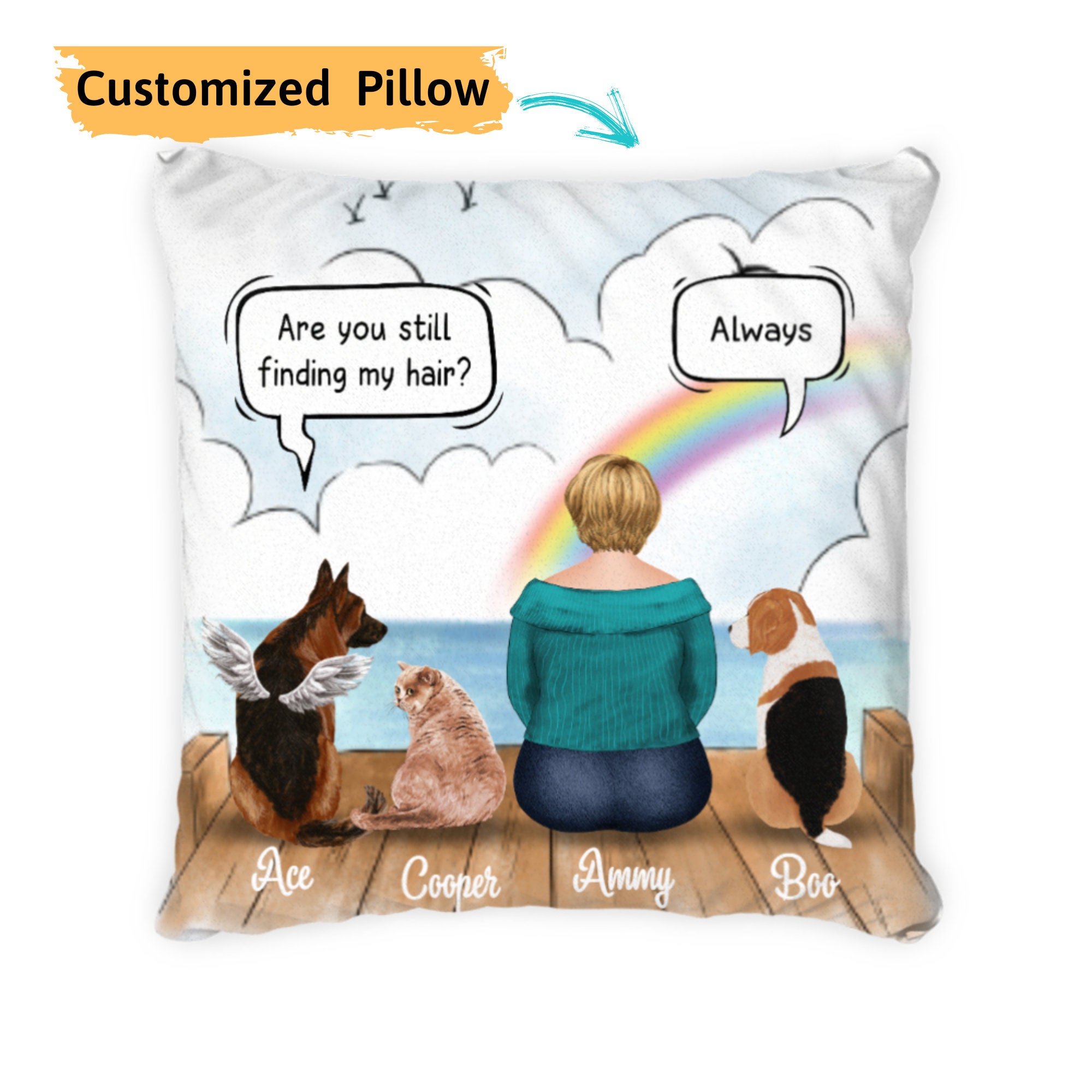 Dog Lovers gift Personalized Pillow Gift dog mom pillow cases Pet memorial Pillow covers Old Man or Woman conversation with dogscats