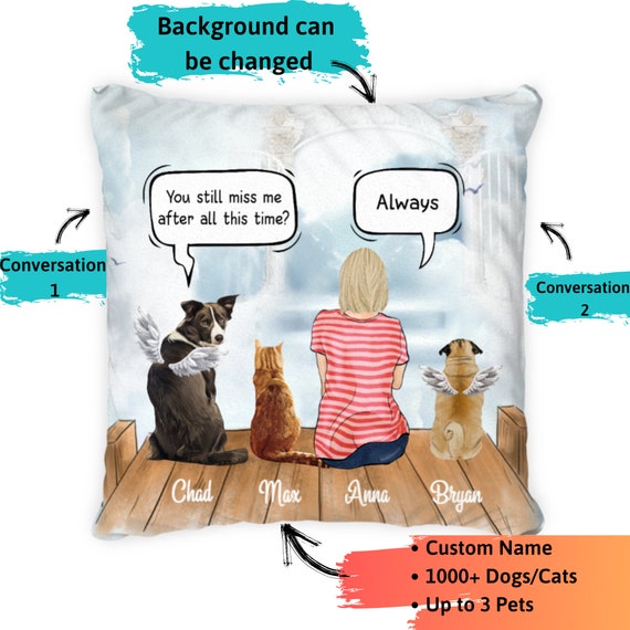 Dog Lovers gift Personalized Pillow Gift dog mom pillow cases Pet memorial Pillow covers Old Man or Woman conversation with dogscats