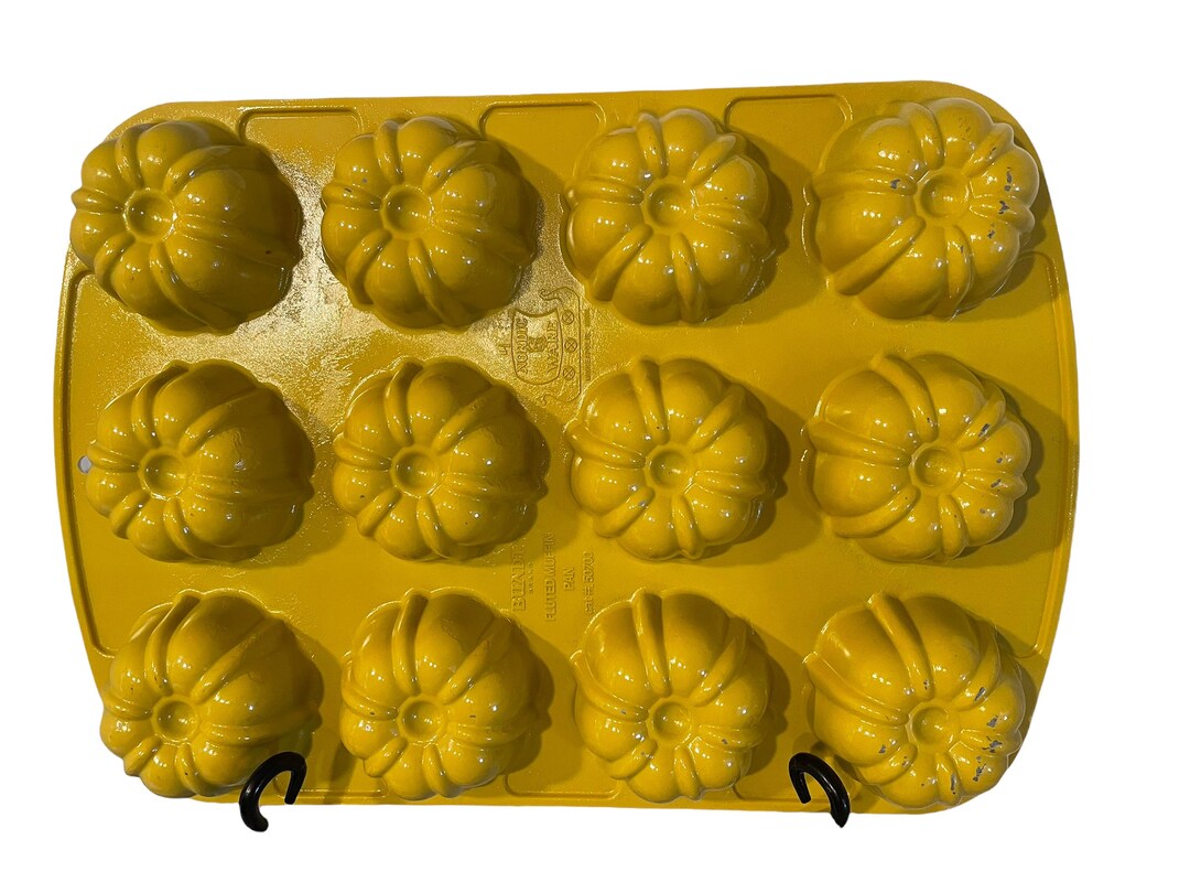 Vintage Mini Bundt Cake Muffin Nordic Ware Yellow Mold Pan Etsy