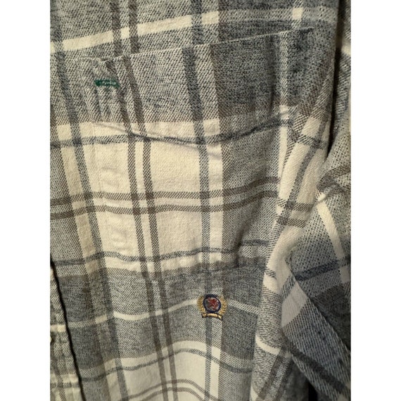 Tommy Hilfiger Crest Logo Flannel Shirt Plaid Gra… - image 2