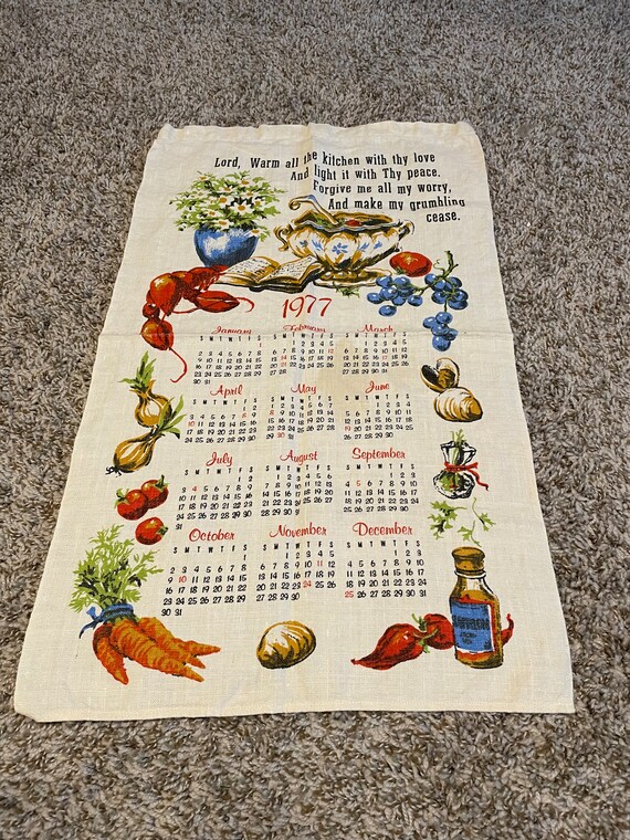 1977 Kitchen Prayer Calendar Tea Towel, Linen, Vintage Anniversary Gift  Towel - Etsy