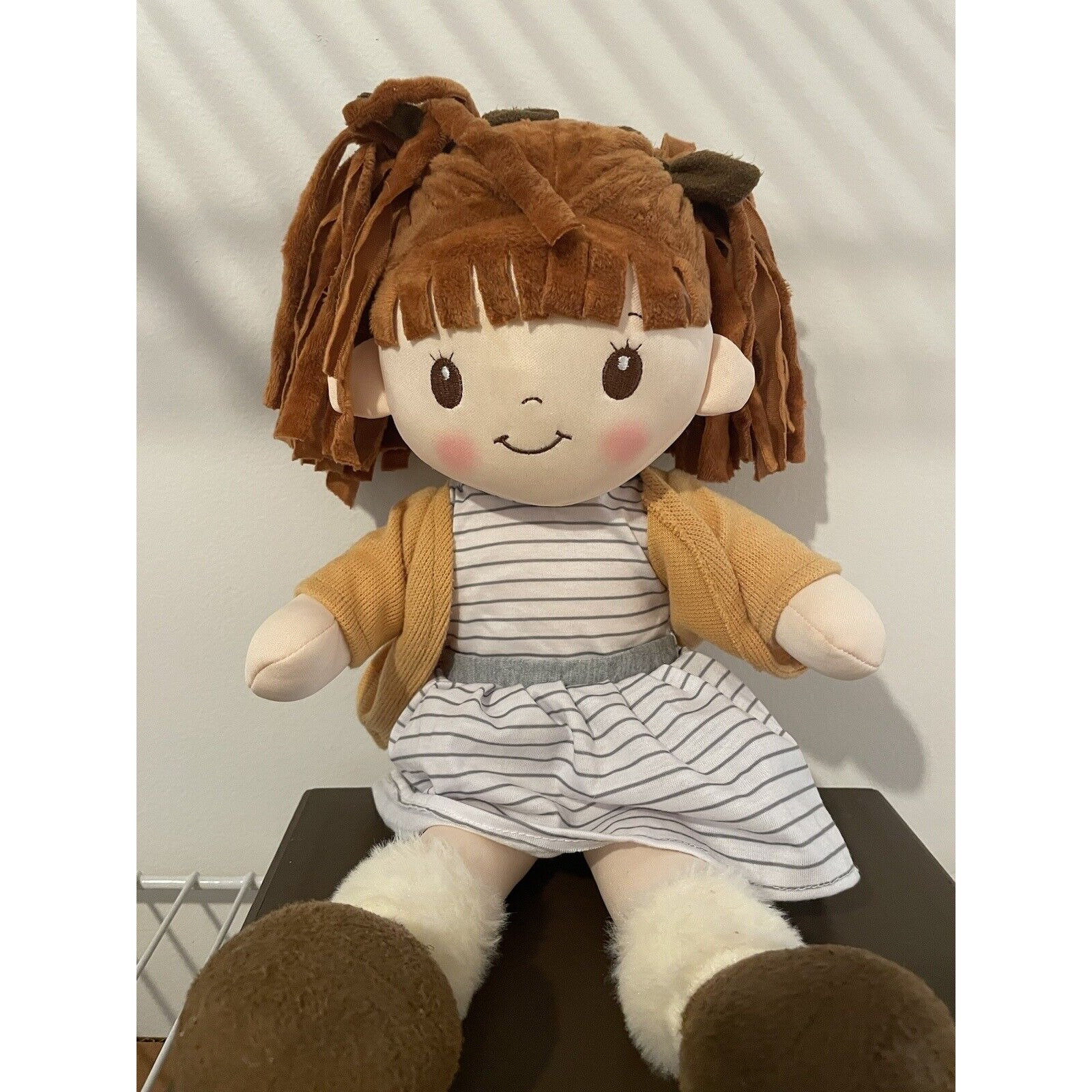 Gingerbread Light Brown Wool Doll Hair, Christmas Doll Making
