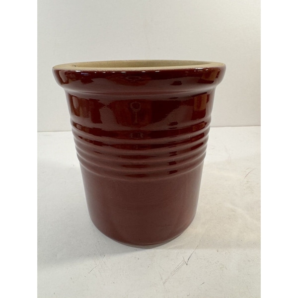 Pampered Chef Stoneware Crock Utensil Holder Family Heritage Burgundy Red I4:1