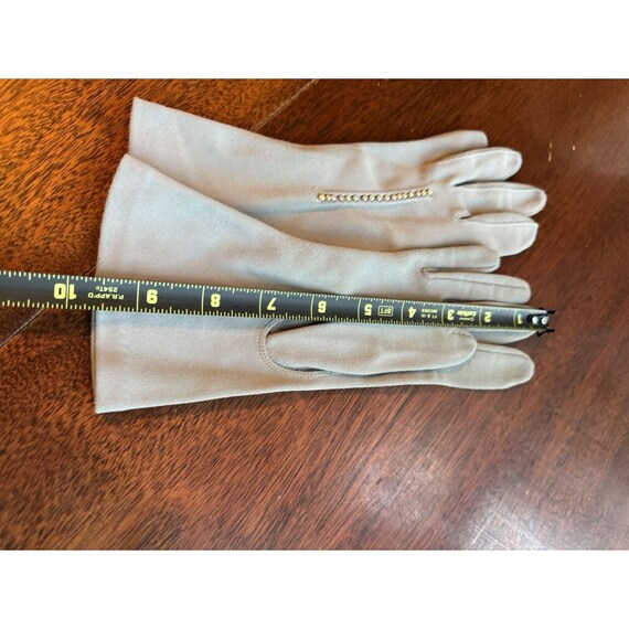 Vintage Size S/M Tan Nylon Stretch Gloves Formal … - image 4