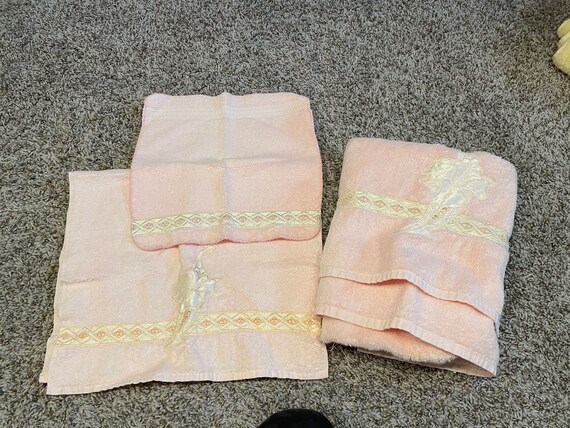 Vintage Pink Peace Lilly Designer Embroidered Body Hand Washcloth