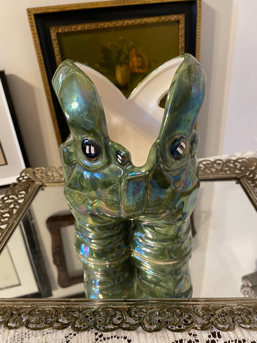 Vintage Glazed Ceramic Overalls Coveralls Planter Boho Etsy