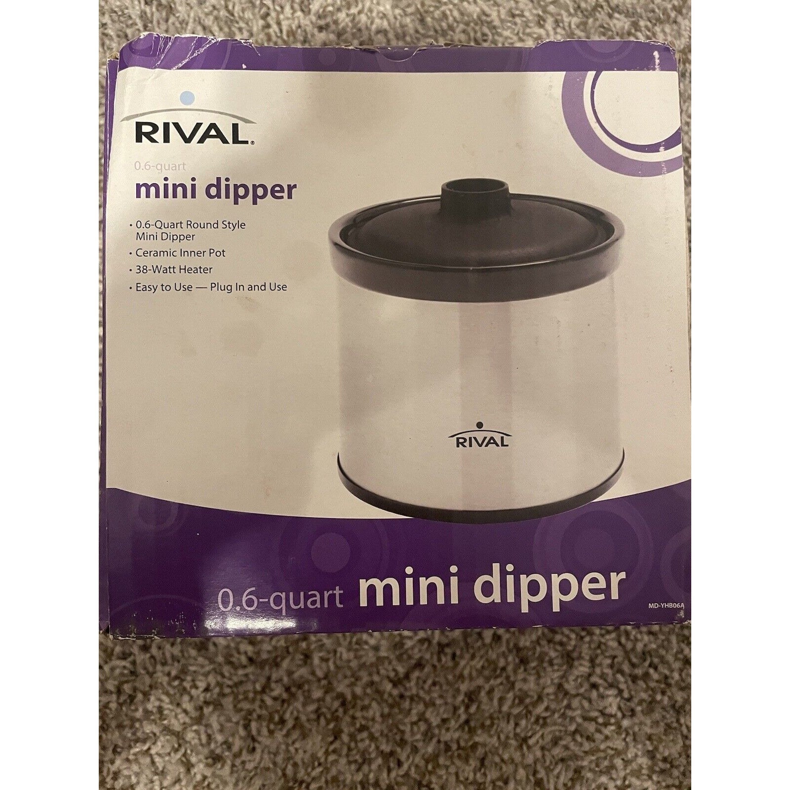 Rival Crock Pot Mini Dipper Little Electric Slow Cooker W/ Lid Box 