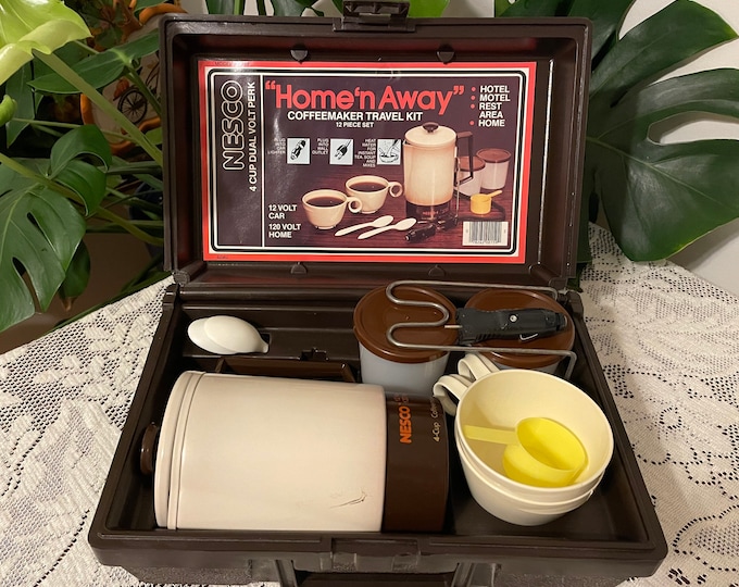 Vintage Nesco Home and Away Travel Coffeemaker Kit Travel Electric